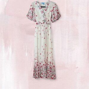 Draper James RSVP Wrap Dress Size XS Floral Puff Sleeve Cottage Easter Girly